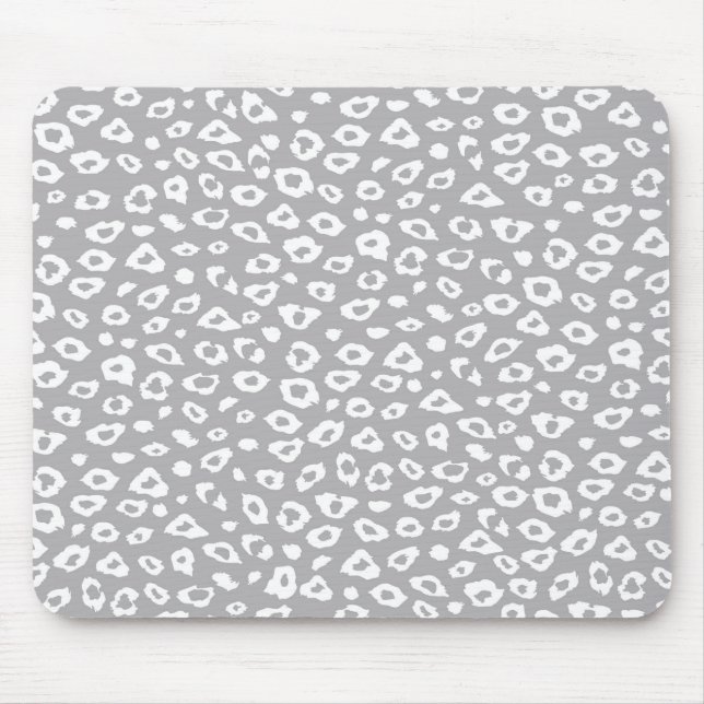 Grey and White Leopard Print Mouse Mat (Front)