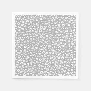 Grey and White Leopard Print Napkin