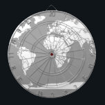Grey and White Map of the World Dartboard<br><div class="desc">Minimalist perfection</div>