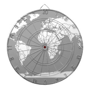 Grey and White Map of the World Dartboard