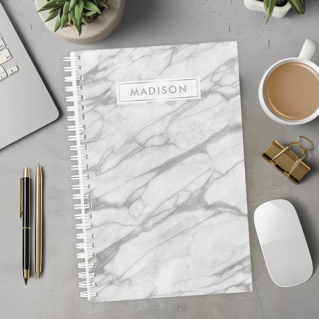 Grey and White Marble Personalised Name Custom Planner (Creator Uploaded)