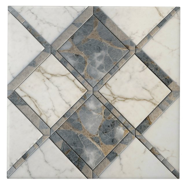 Grey and White Marble Repeatable Ceramic Tile (Front)