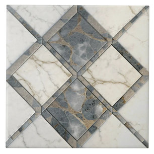 Grey and White Marble Repeatable Ceramic Tile