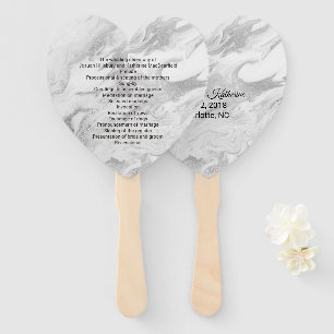 Grey and White Marbled Wedding Program Fan