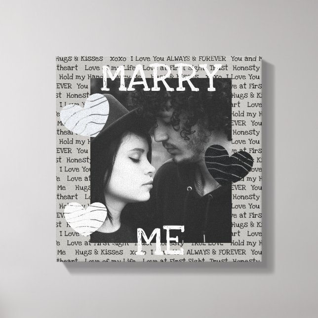 Grey and White Marry Me Couple's Photo Wall Art (Front)