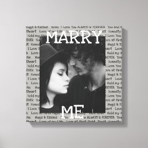 Grey and White Marry Me Couple's Photo Wall Art
