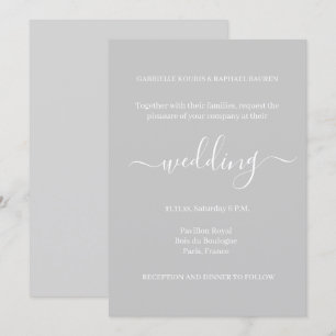 Grey and White Minimalist Elegant Wedding Invitation