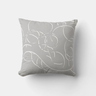 Grey and White Modern Abstract Circles & Swirls Cushion