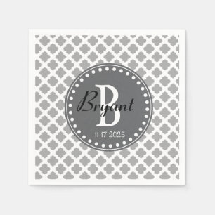Grey and White Monogram Napkins
