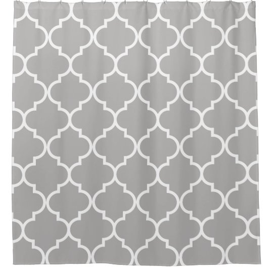 Grey And White Moroccan Trellis Quatrefoil Shower Curtain Zazzle Co Uk