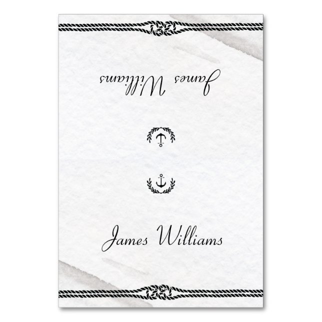 Grey And White Nautical Wedding Place Cards (Front)