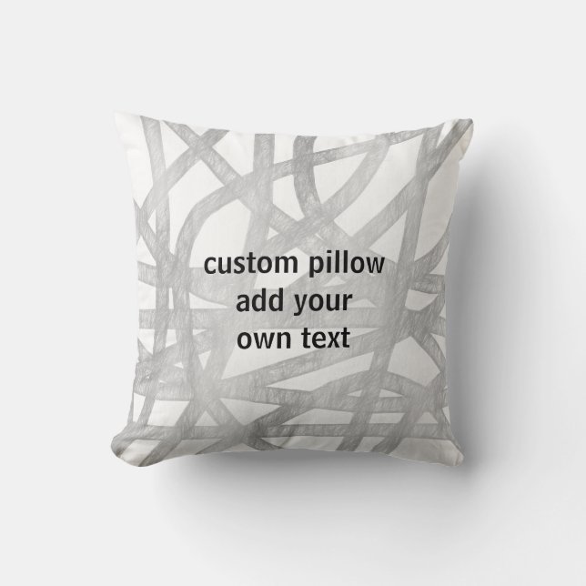 grey and white painted  design add your quote text cushion (Front)
