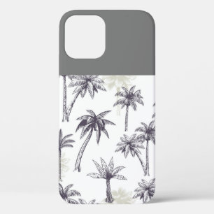 Grey and White Palm Tree iPhone 12 Pro Case