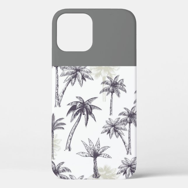 Grey and White Palm Tree  Case-Mate iPhone Case (Back)