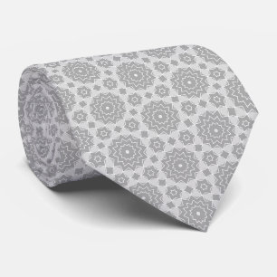 Grey and White Pattern Tie