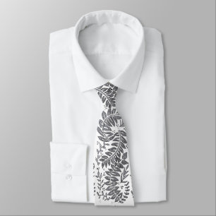 Grey and White Patterned Necktie
