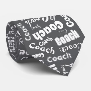 Grey and White Personalised Coach Gift Name Art Tie