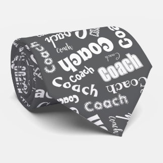 Grey and White Personalised Coach Gift Name Art Tie