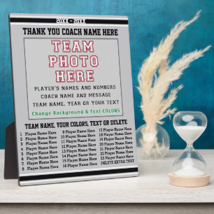 Grey and White Personalised Coach Gifts Your COLOR Plaque