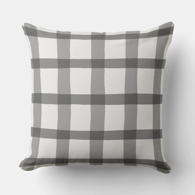 Grey and White Plaid Cushion (Front)