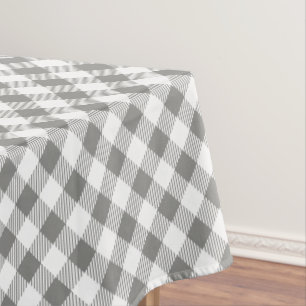 Grey and White Plaid Design Tablecloth