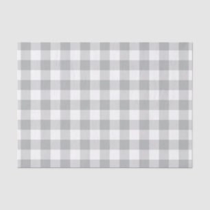 Grey and White Plaid Gingham Tissue Paper
