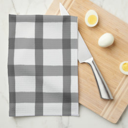Grey and White Plaid Tea Towel
