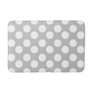 Grey and White Polka Dot Foam Bath Mat