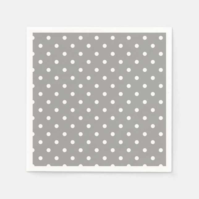 Grey and white polka dot modern glamour napkin (Front)