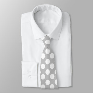 Grey and White Polka Dot Tie