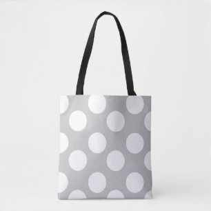 Grey and White Polka Dot Tote