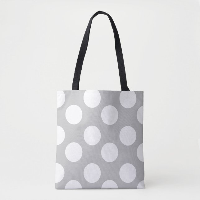 Grey and White Polka Dot Tote (Front)