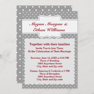 Grey and White Polka Dots Wedding Invitation