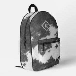 Grey and white realistic cowhide print No. 2 Printed Backpack