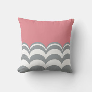 Grey and White Scalloped Custom Pillow