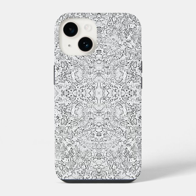 Grey And White Shapes Pattern iPhone 14 Case (Back)
