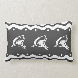 Grey and white Shark Lumbar Cushion
