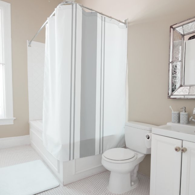 Grey and White Shower Curtain (In Situ)