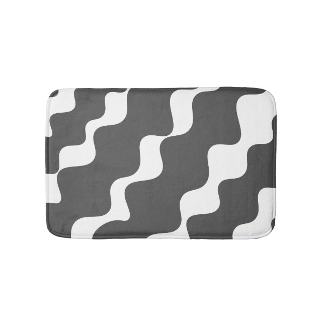Grey and white slanting waves pattern  bath mat (Front)