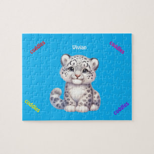 Grey and white snow leopard jigsaw puzzle