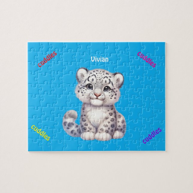 Grey and white snow leopard jigsaw puzzle (Horizontal)