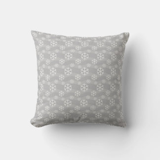 Grey and White Snowflake Pattern Modern Seasonal Cushion