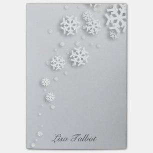 Grey and White Snowflake Post It Notes