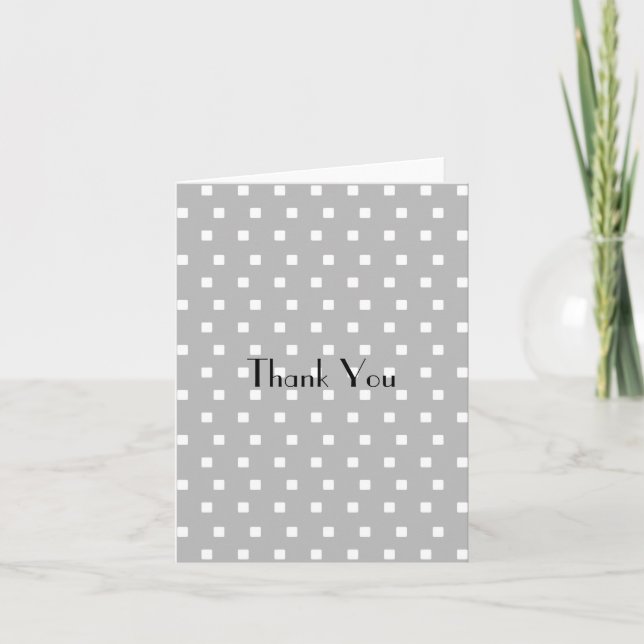Grey and White Squares Thank You Card (Front)