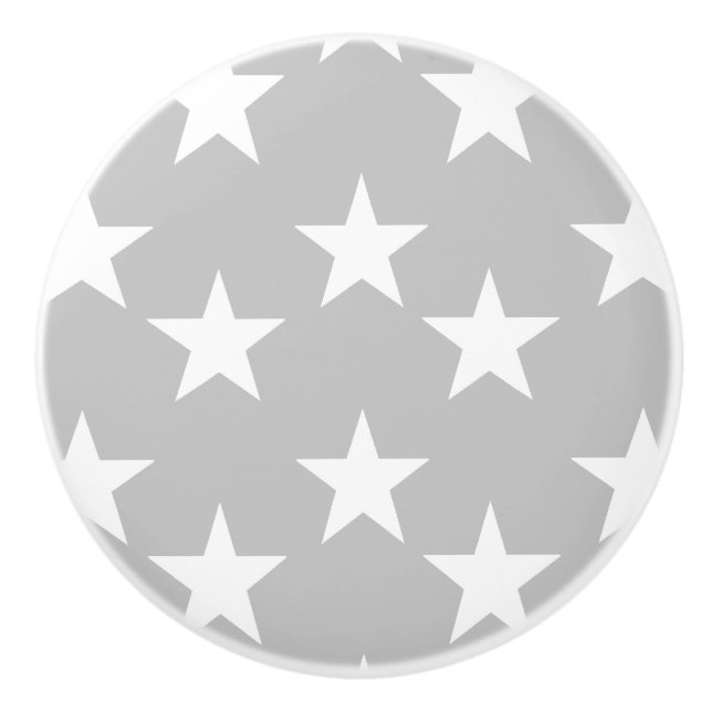 Grey and White Star Pattern Ceramic Knobs (Front)