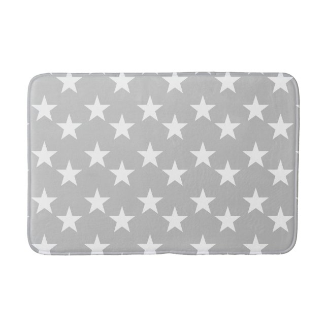 Grey and White Star Pattern Foam Bath Mat (Front)