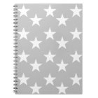 Grey and White Star Print Notebook