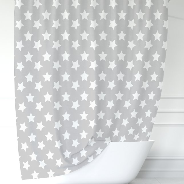 Grey and White Stars Shower Curtain (Creator Uploaded)