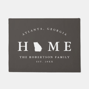 Grey and White State of Georgia Map Mat, Doormat