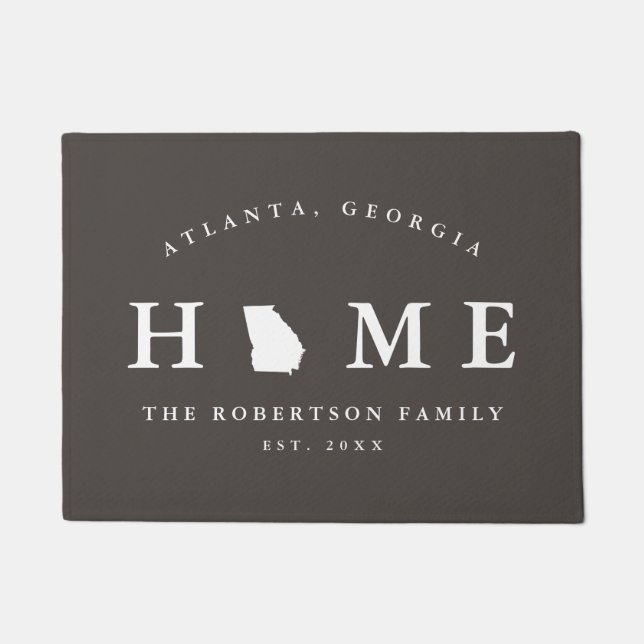 Grey and White State of Georgia Map Mat, Doormat (Front)